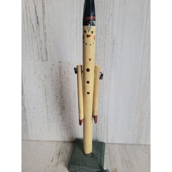 Unique wooden snowman pencil figure heart home decor Xmas - Picture 2 of 7